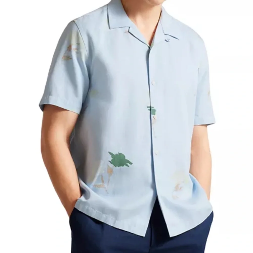 TED BAKER Light Blue Patterned Men's Shirt - Picture 7 of 7